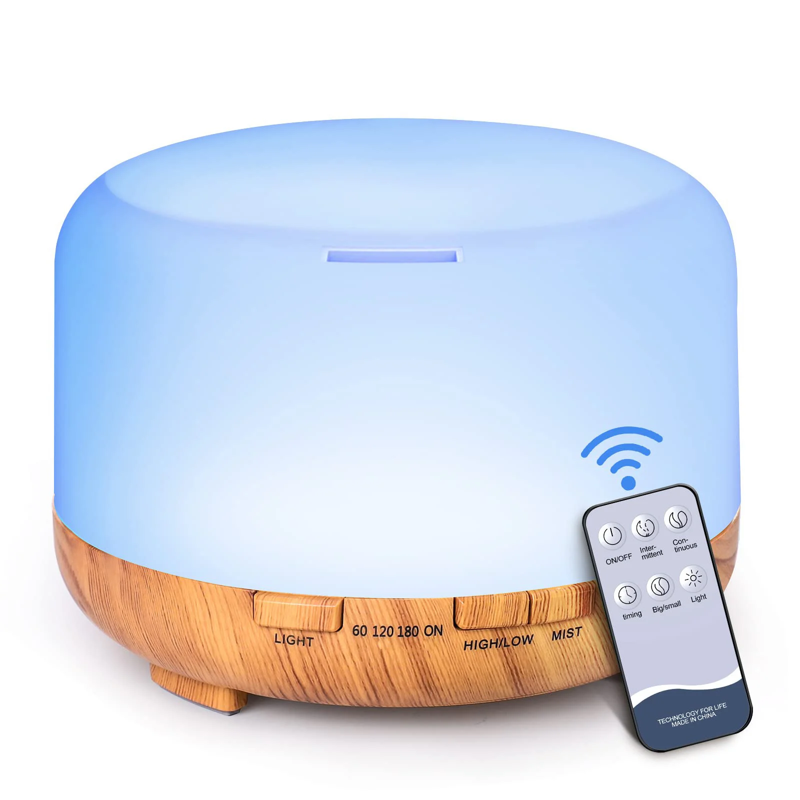 500ML Aroma Diffuser Wood Grain Color, 5V 2A Essential Oil Aromatherapy Diffuser Humidifier with Remote Control for Home Office - Image 2